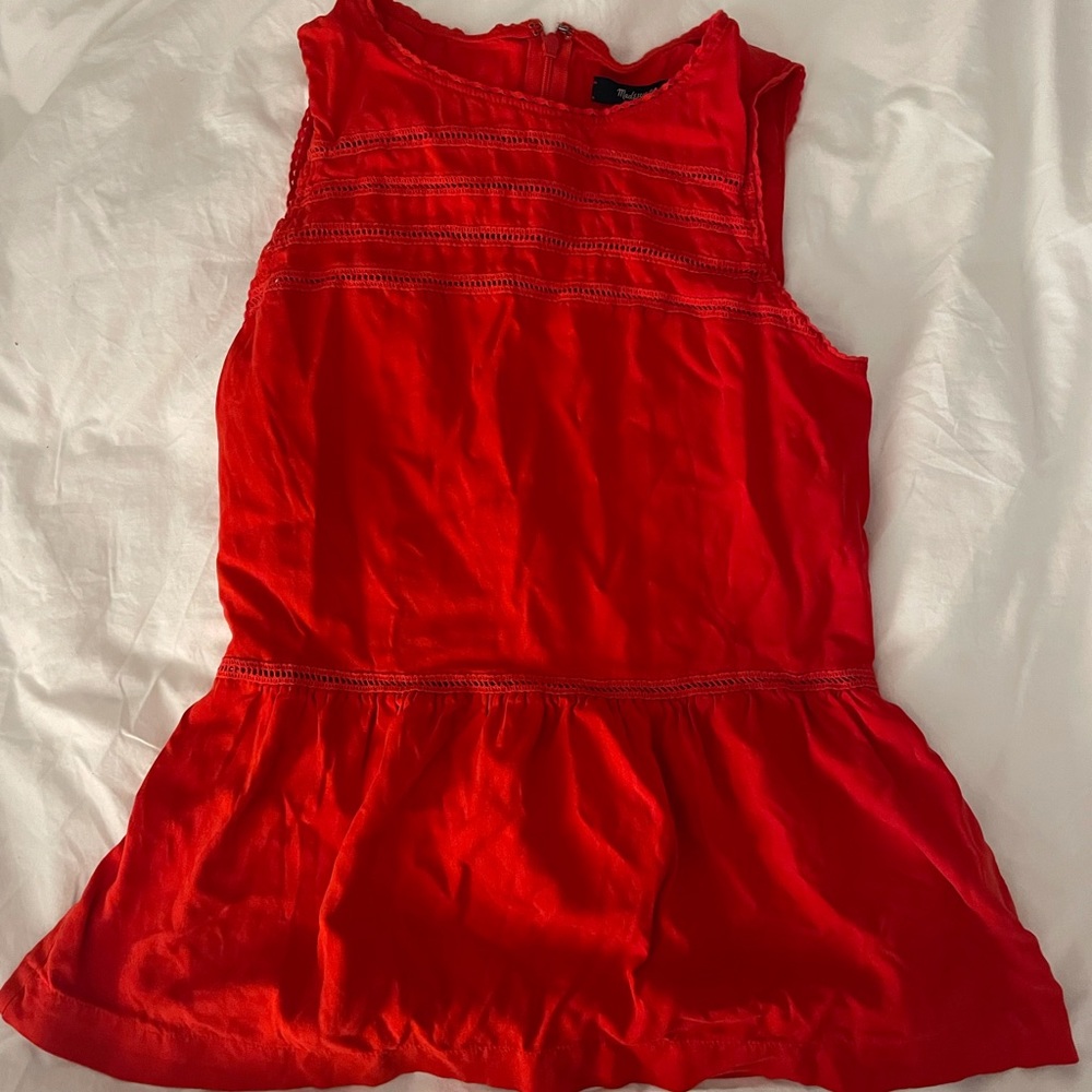 Madewell red peplum top size xs